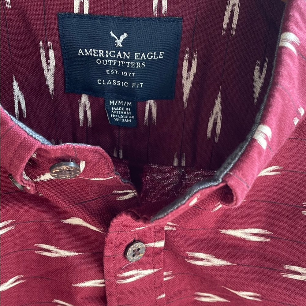 American Eagle Outfitters Men's Patterned Button Down Long Sleeve Dress Shirt M - Picture 2 of 5
